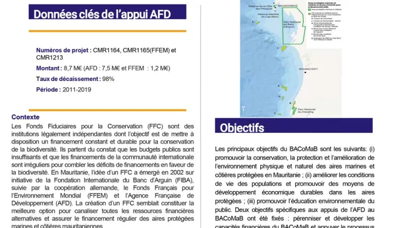 Résumé d'évaluation - Fonds fiduciaire du banc d'Arquin et biodiversité côtière et marine (BACoMaB) CMR1164/CMR1213