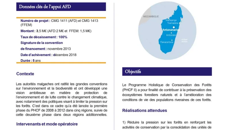 Résumé d'évaluation - Programme holistique de conservation des forêts II, Madagascar, CMG1411-CMG1413