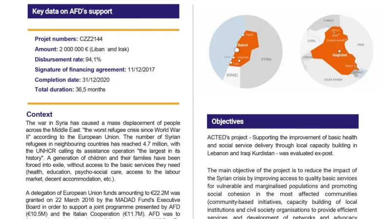 Evaluation Summary - ACTED’S Project: Improving Access to Basic Social Services Through Local Capacity Building, Lebanon and Iraq, CZZ1244