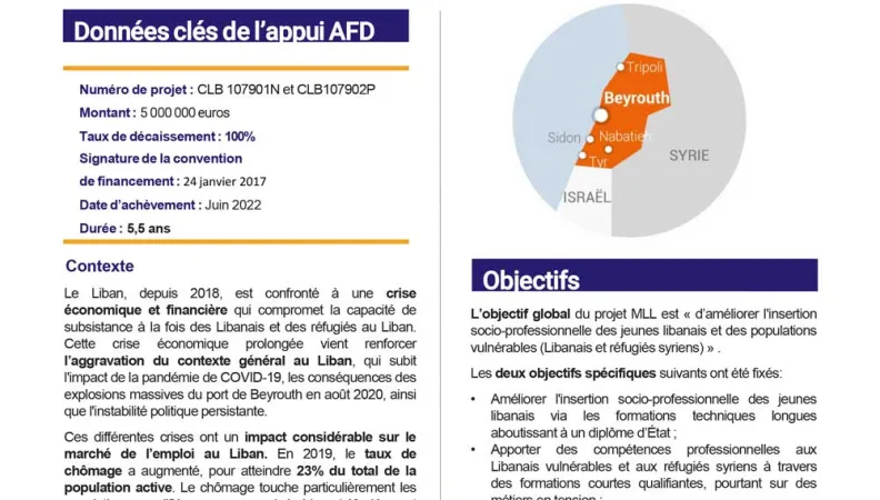 Résumé d'évaluation - Formation et employabilité des populations vulnérables impactées par la crise syrienne au Liban CLB1079