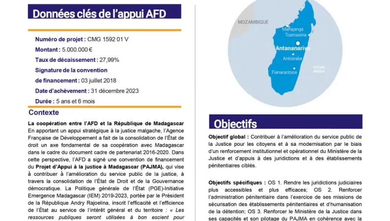 Résumé d'évaluation - Projet d’appui à la justice à Madagascar (PAJMA) - CMG1592