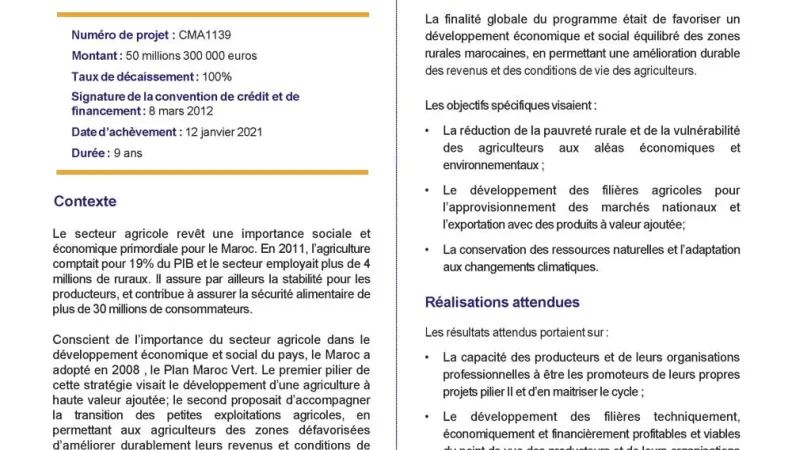 Résumé d’évaluation - Programme d’appui au pilier II du Plan Maroc vert