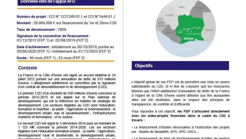 Fonds d’études et de pilotage (FEP) 1 et 2 du C2D, Côte d’Ivoire