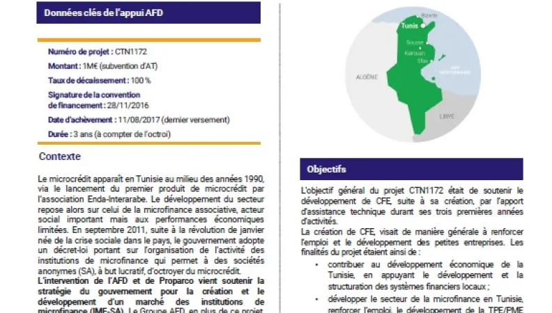 Evaluation rétrospective de 8 projets AFD/PROPARCO dans le secteur de la microfinance en Tunisie